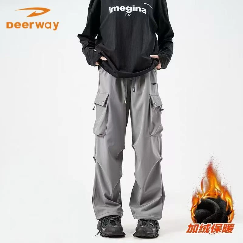 Deerway/德尔惠秋冬加绒款工装风百搭休闲男女同款工装裤