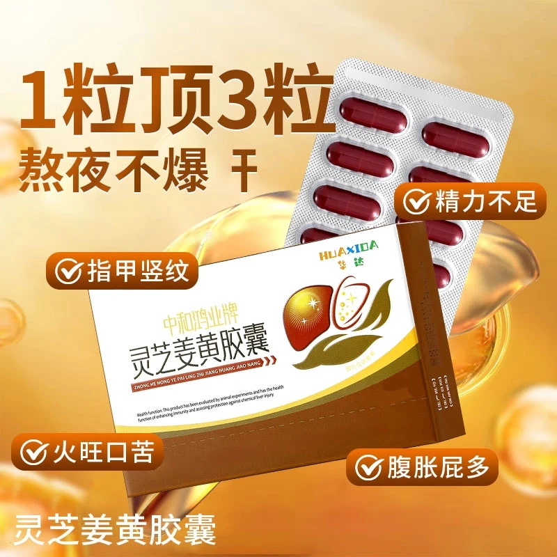 【官方旗舰店】华喜达中和鸿业牌灵芝姜黄胶囊增强椎名免疫力正品