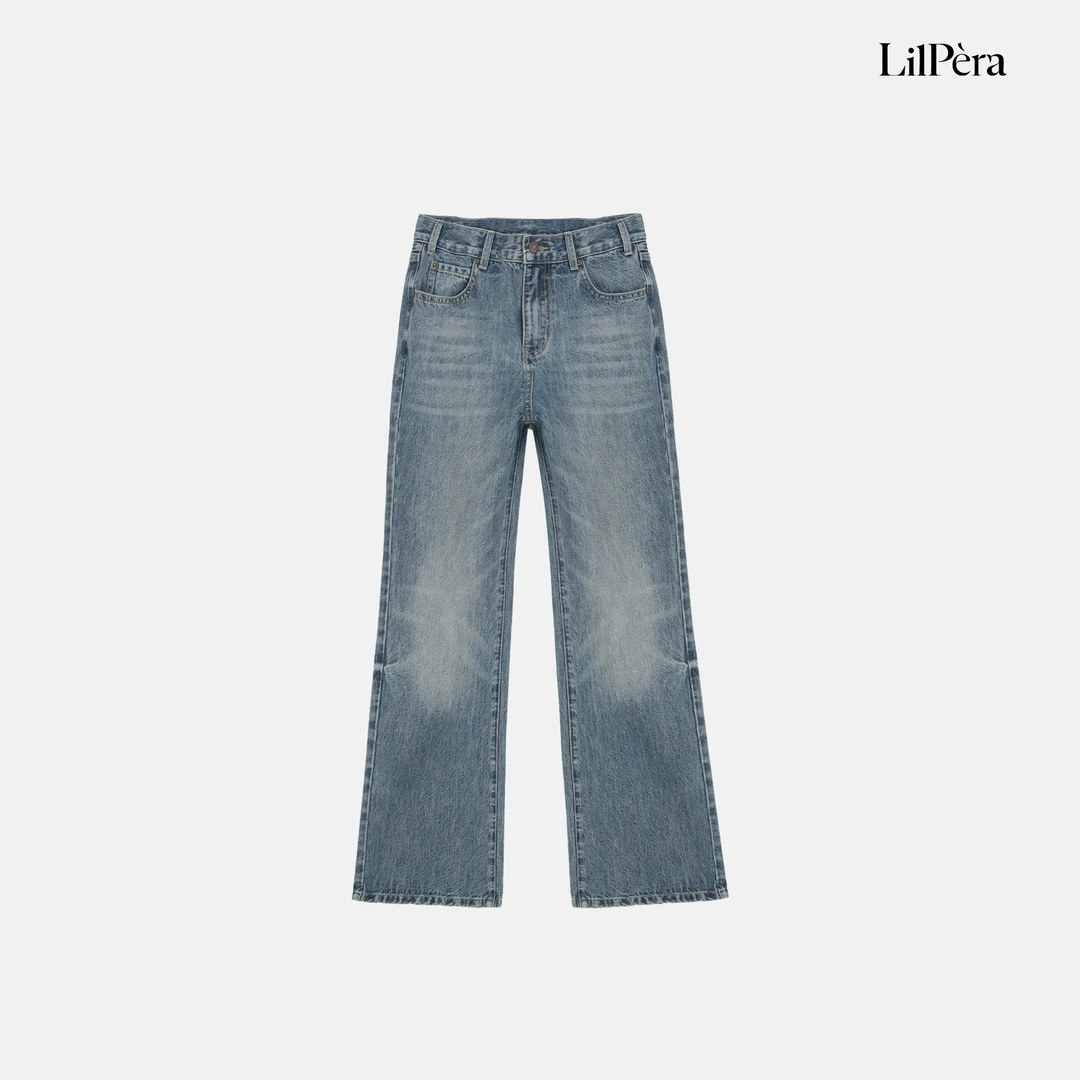 胖梨定制 “细腿牛仔”复古猫须窄版牛仔裤春季百搭直筒休闲裤B07