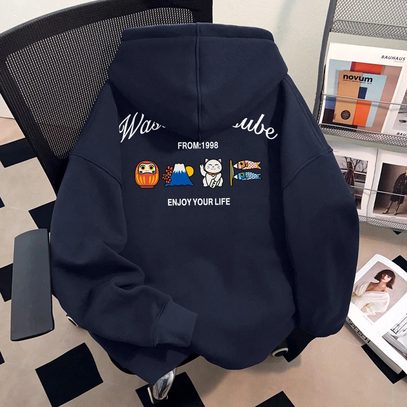 WASSUP HSUBE小众百搭ins套头连帽男士卫衣秋冬季慵懒宽松上衣服