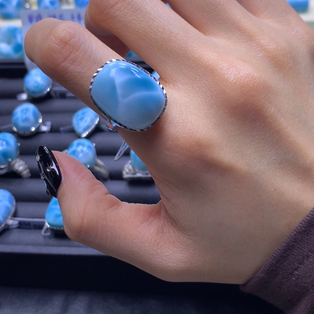 针钠钙石（海纹石）未镶嵌戒指无事牌戒指色差略异