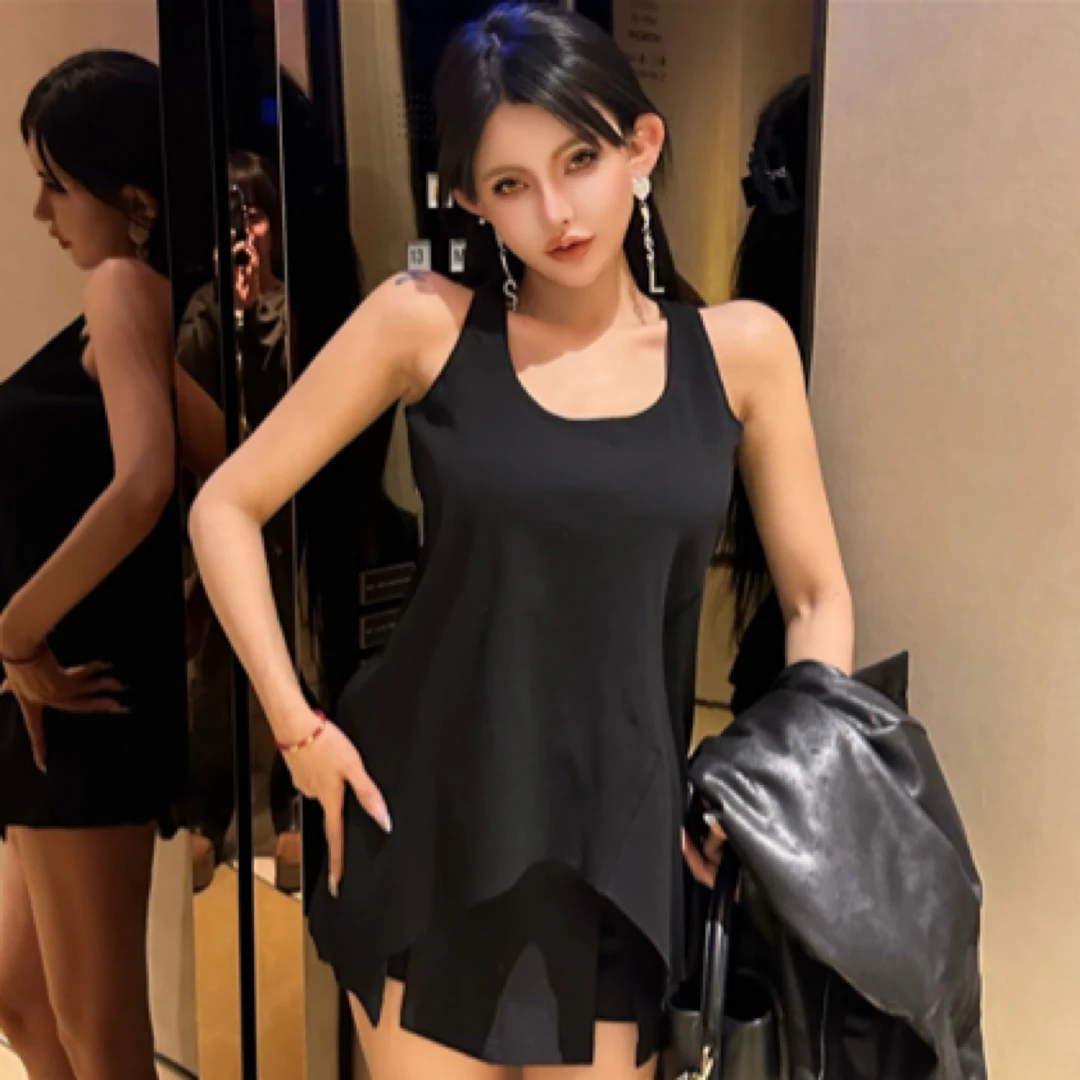 美式慵懒风 原创设计不规则下摆百搭背心