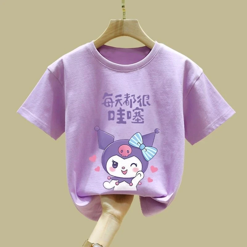 2025新款女童纯棉短袖T恤夏库洛米洋气可爱百搭中小童韩版半袖