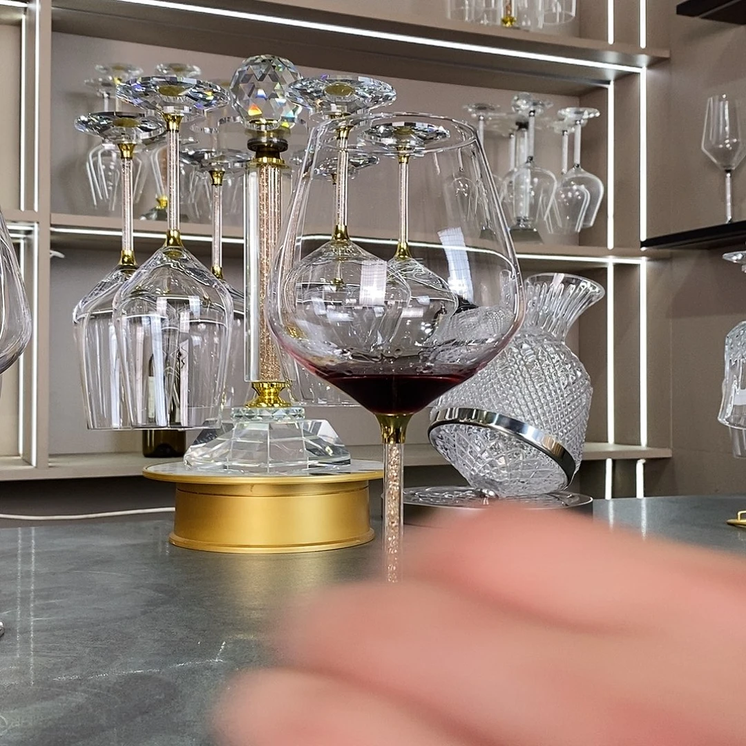 手柄款水晶玻璃550金钻酒杯6支