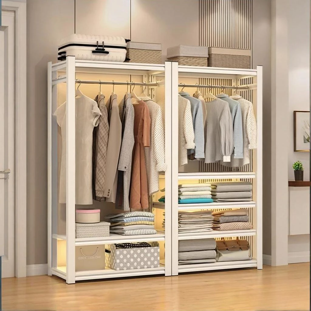 【开播福利】货架衣柜卧室家用出租房简易组装金属碳钢制收纳衣橱