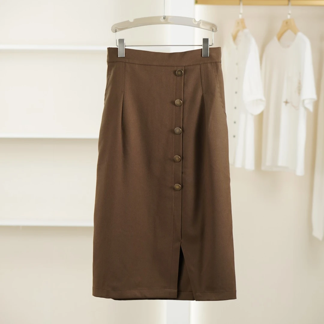 一路童行【睦】3051343 开叉A字裙胖遮胯包臀长裙春女装品牌撤柜