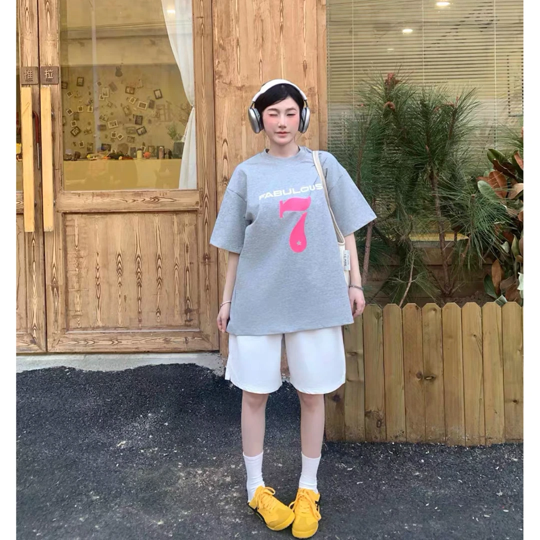 C5#小众潮牌某饱99！国潮牌夏季宽松圆领情侣美式复古重磅纯棉t恤