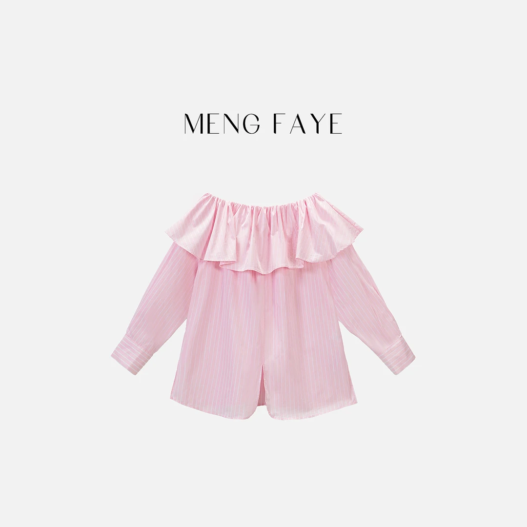 【MENG FAYE】"梦幻"新款设计感减龄一字肩衬衫-SE0289C