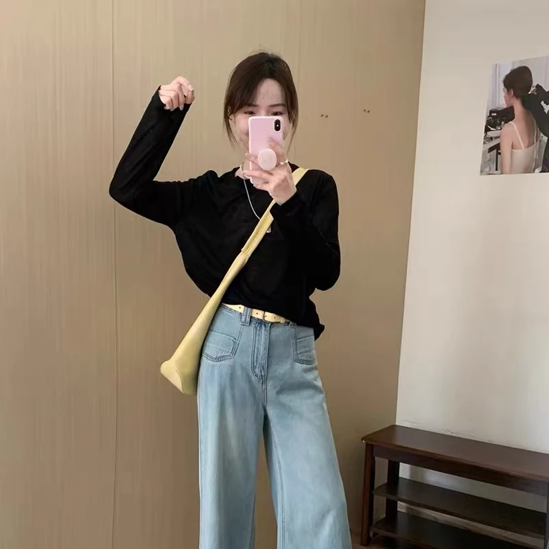 七言家韩单!ins穿搭@egg黑凉感可防晒空调长袖@