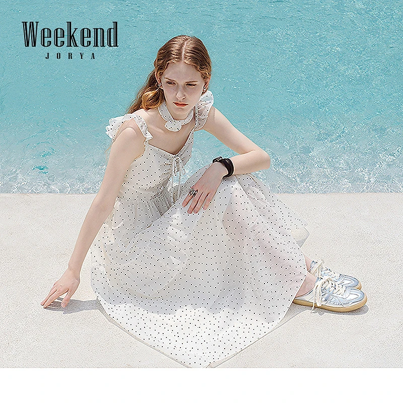 【商场同款】卓雅周末25夏新款法式甜美波点收腰蛋糕连衣裙XRW3L02A