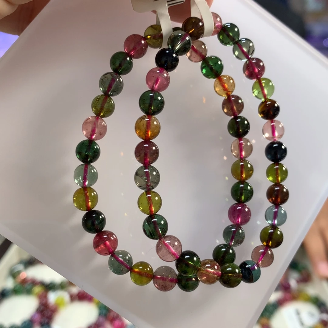 碧玺未镶嵌手链多样性发其一条6.6左右