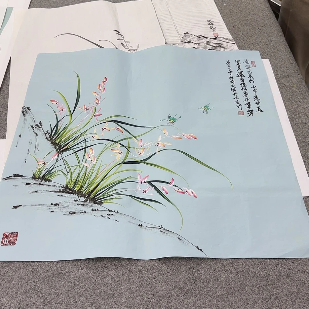 国画国画立体兰花