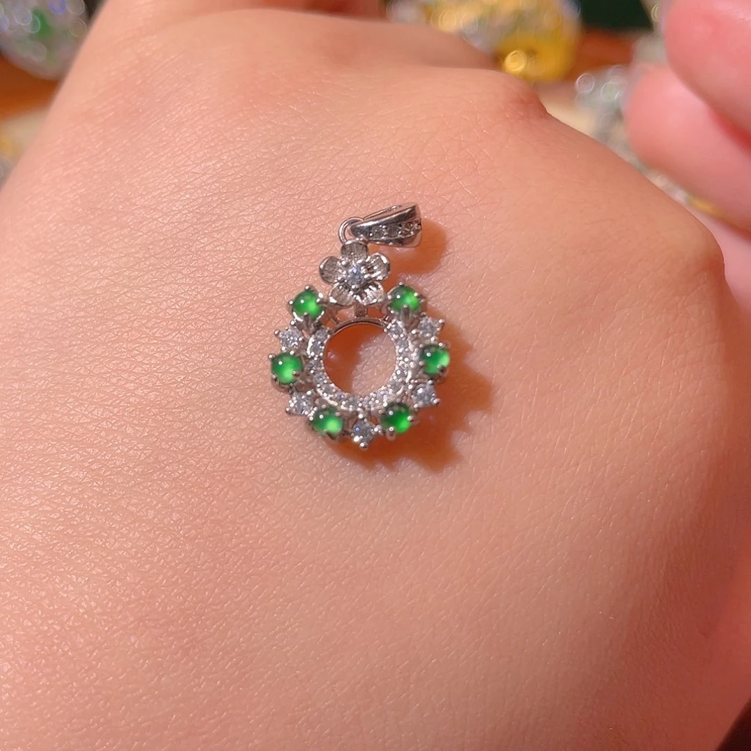 翡翠吊坠(不含链)银S925镶嵌