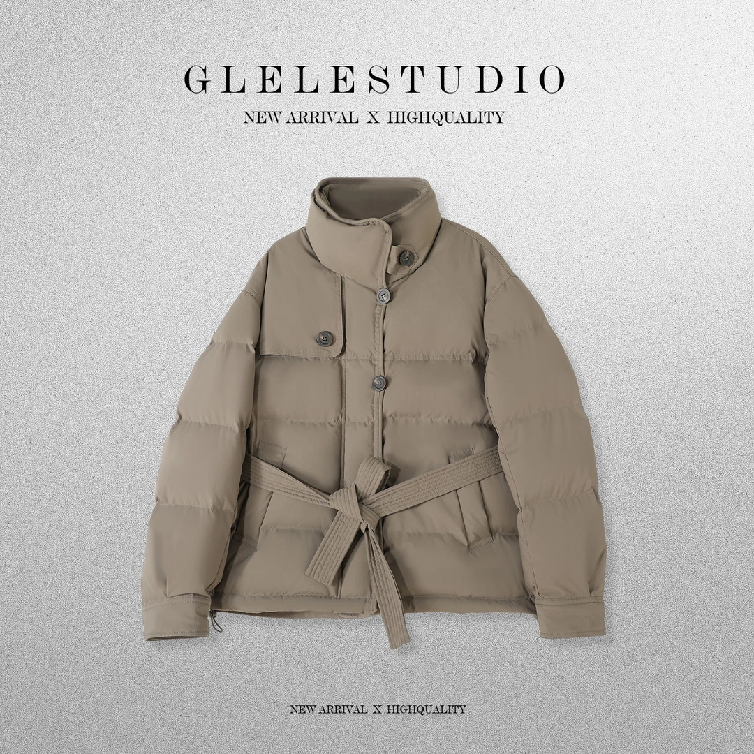 Glele私服「明星羽绒」90%白鸭绒气质高级风衣短款羽绒服