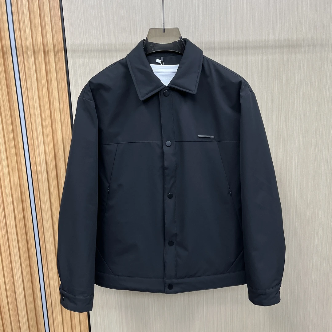 男士冬季2025新款翻领加厚潮牌高端轻薄短款加厚外套男冬装夹克