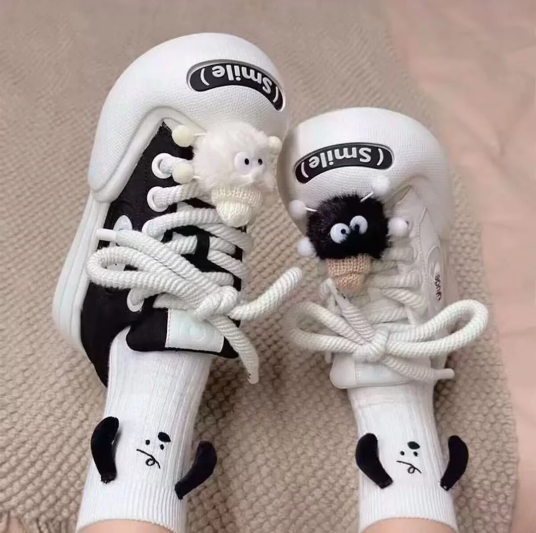 288鞠婧祎同款鞋大头帆布鞋女夏款款开口笑厚底小白鞋运动板鞋