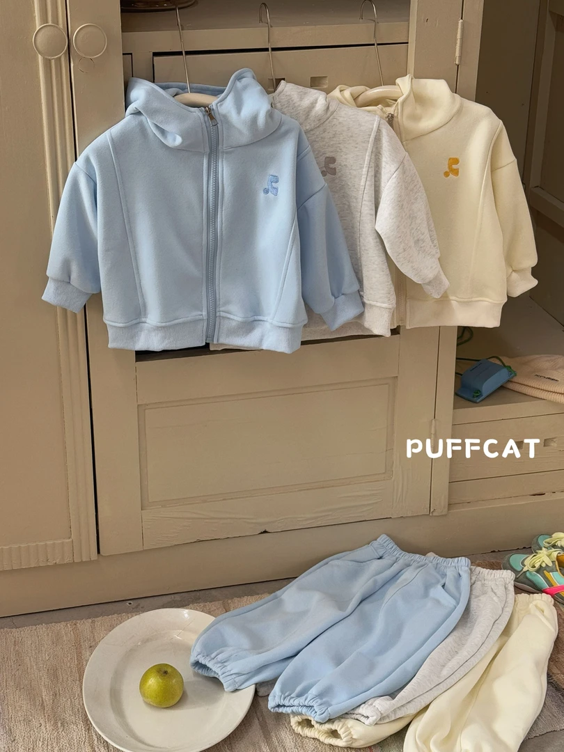 秋季纯色刺绣连帽宝宝韩版纯色拉链开衫套装