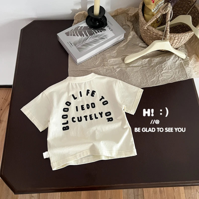 现货【百分百棉】郝叔童品夏季新款2025网红男童圆领短袖T恤HL5205