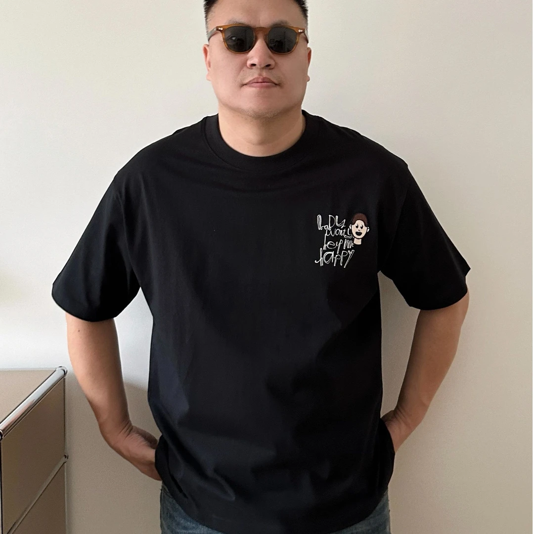 大依无忧夏季大码男装卡通趣味胖子加肥加大圆领男士短袖t恤半袖