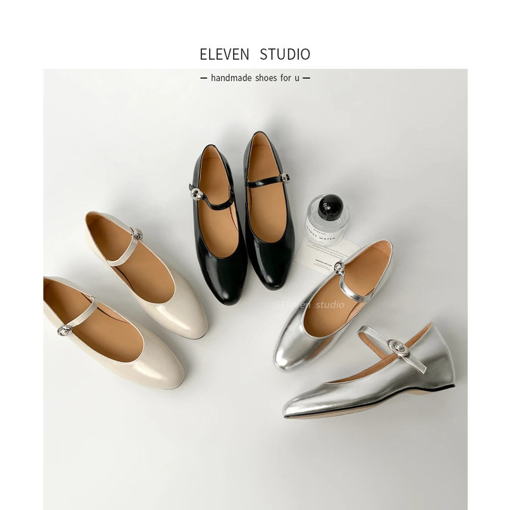 【王11】4.5CM 春秋新款内增高通勤低跟玛丽珍单鞋/简易