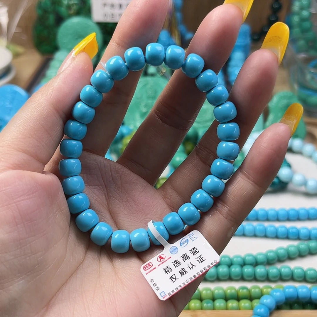 湖北工厂批发精选绿色松原石打磨手串雕刻特色DIY配饰