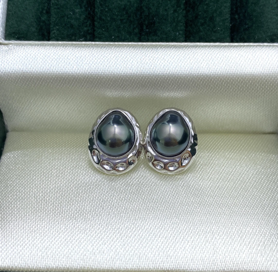 海水大溪地马贝耳钉纯银