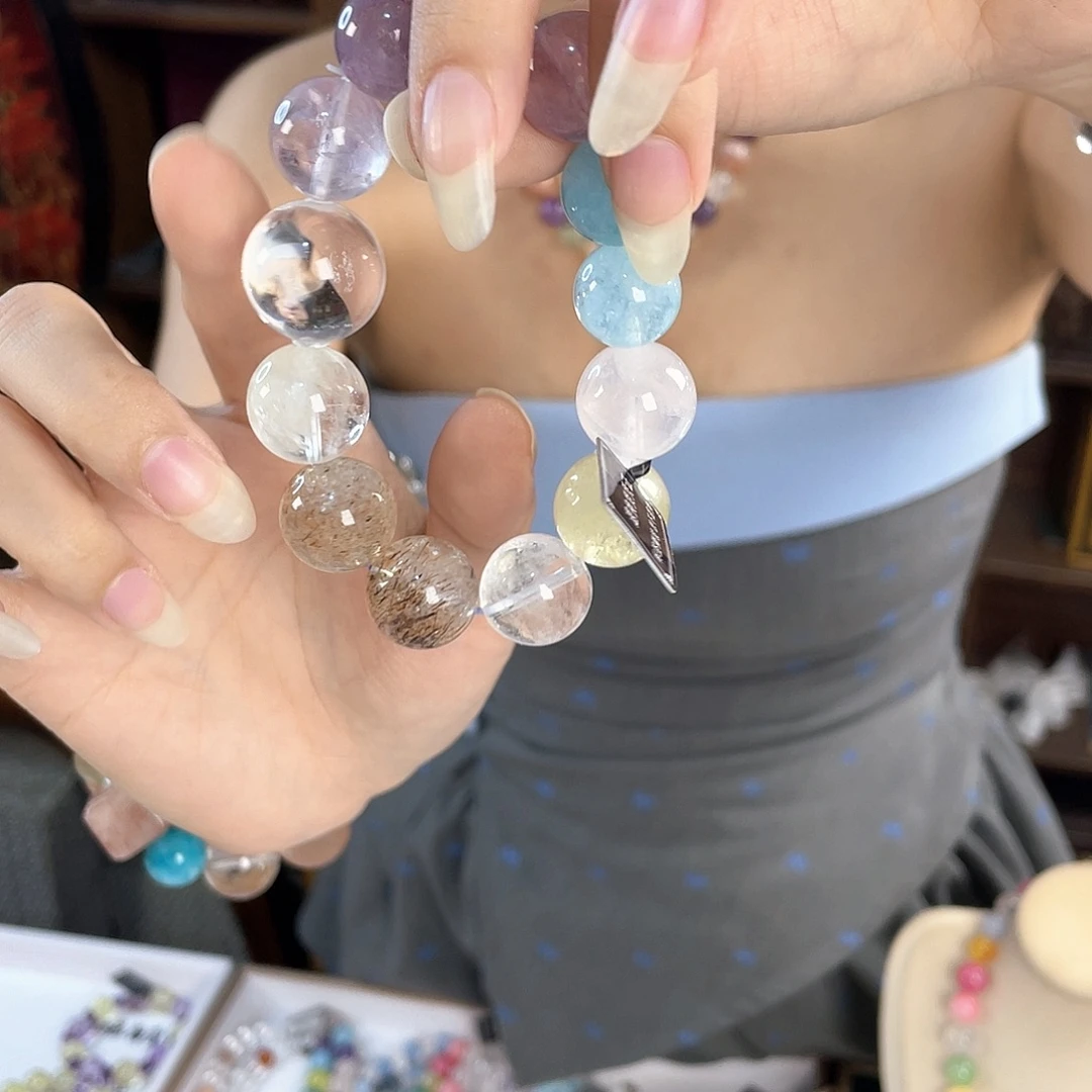 水晶手链银S925镀金镶嵌