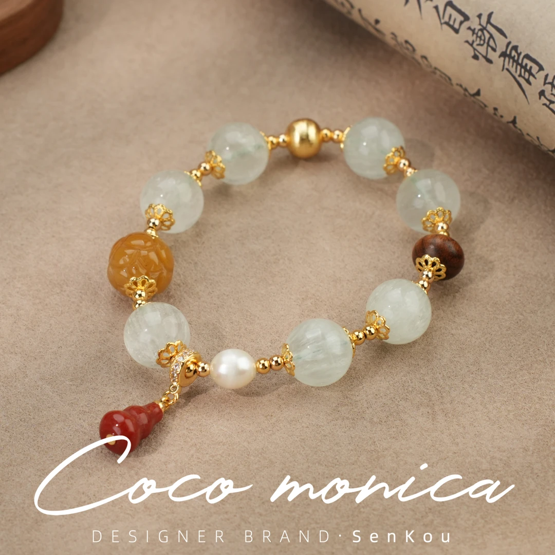 【小霞珠宝】红翡萤石气质南红葫芦珍珠手链轻奢时尚珍珠 AD305