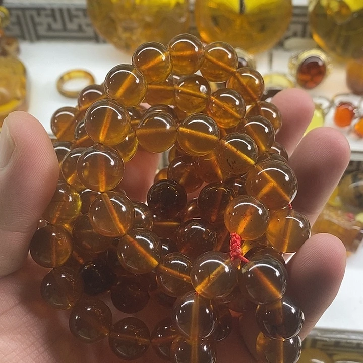 琥珀裸石未镶嵌小*哥项链