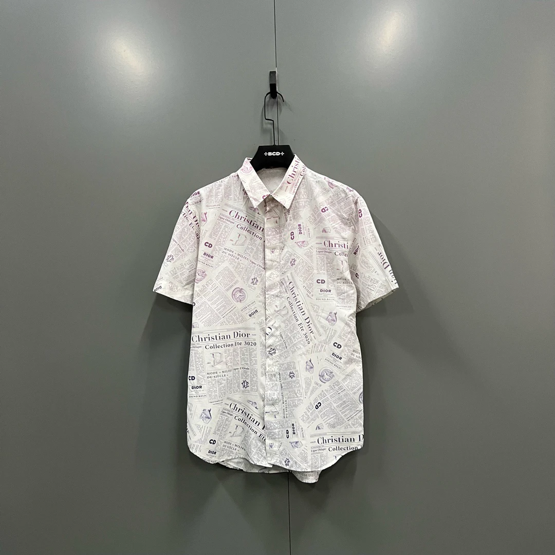 95新 DIOR/迪奥 报纸满印短袖衬衫 41码/7900/