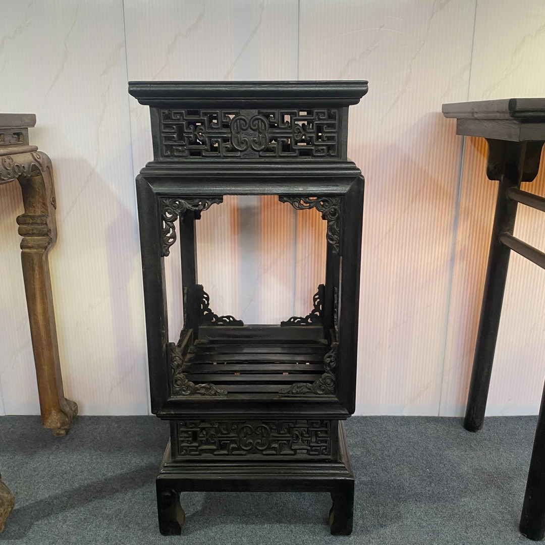 五号   紫檀雕刻恰花 花架