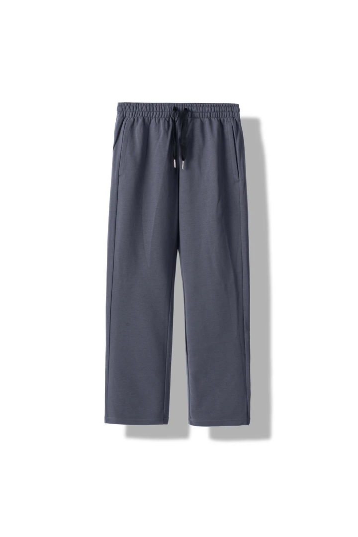 100%毛圈纯棉水貂灰色男女同穿休闲直筒裤