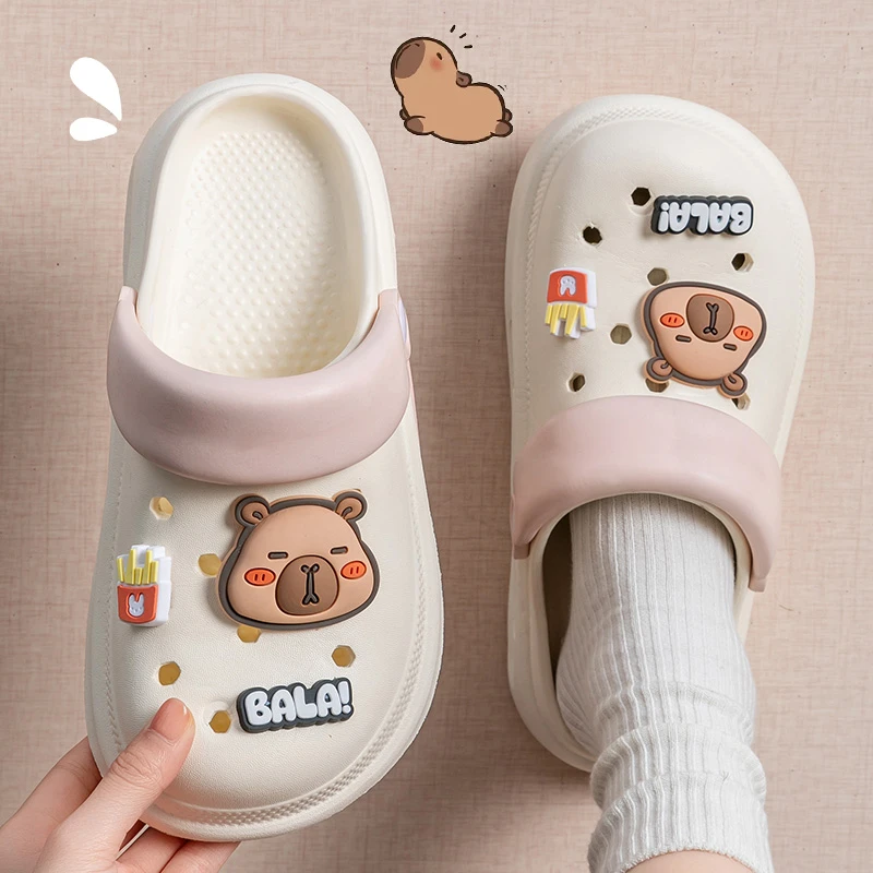 卡通厚底洞洞鞋女款2026夏季新款爆款eva踩屎感增高沙滩凉拖鞋女
