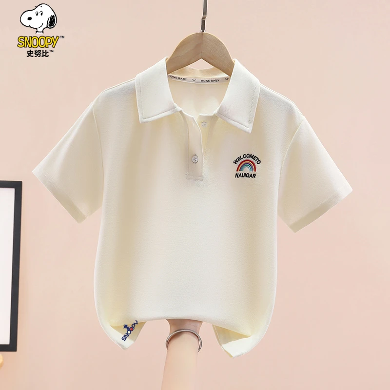 史努比男童短袖t恤夏季2025新款中大儿童翻领POLO衫夏装男孩上衣
