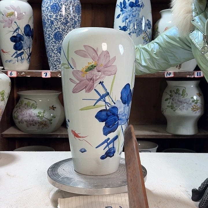 瓶大萝卜青花荷花新款陶瓷陶瓷