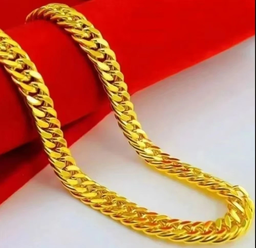 合金项链 【老板项链】男士男款经典金色扁平不掉色时尚霸气素款