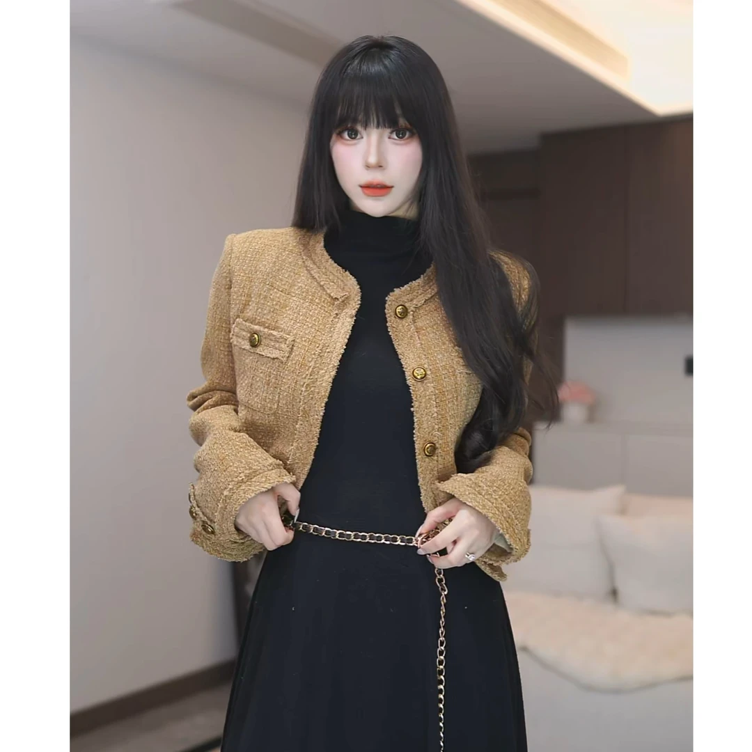 JIAYU 经典气质简约羊毛羽绒小香外套