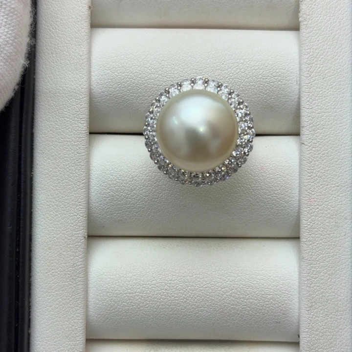 海水珍珠银S925镶嵌戒指