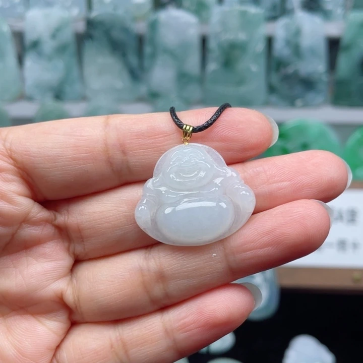 颈饰18K金镶嵌翡翠佛公