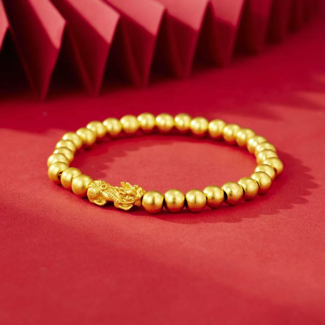 铁合金涤纶手链 精美女士轻奢古法磨砂两世欢浅金法式气质女款