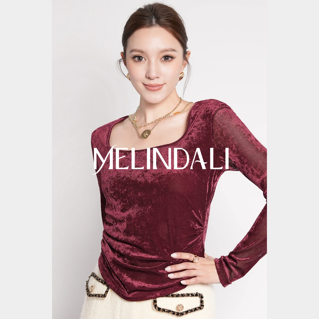 Melinda Li【浓情可可】日本进口泷定大阪植绒方领修身上衣