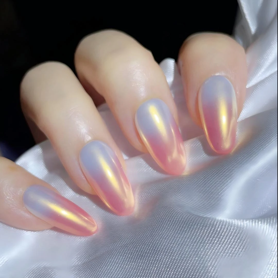 【晚霞渔歌】纯手工定制美甲拆卸穿戴甲渐变色穿戴甲美甲穿戴甲片