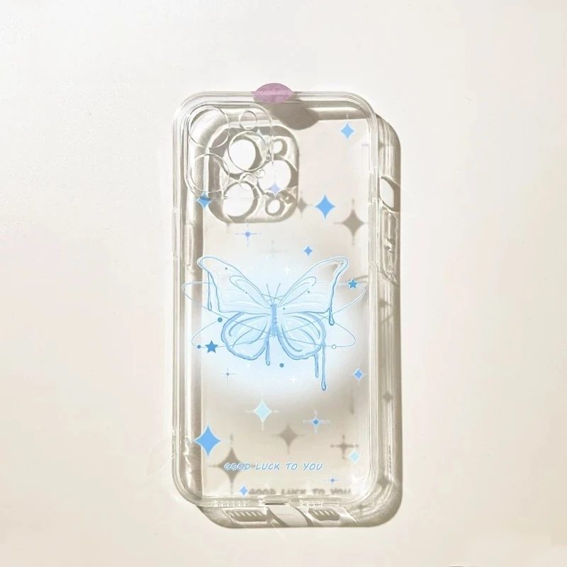 仙女风蓝蝴蝶适用苹果13手机壳软iphone16pro/15小米vivo华为oppo