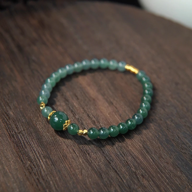 天然A货翡翠925银隔珠卡6mm百搭手串单圈经典手工DIY多样性发一