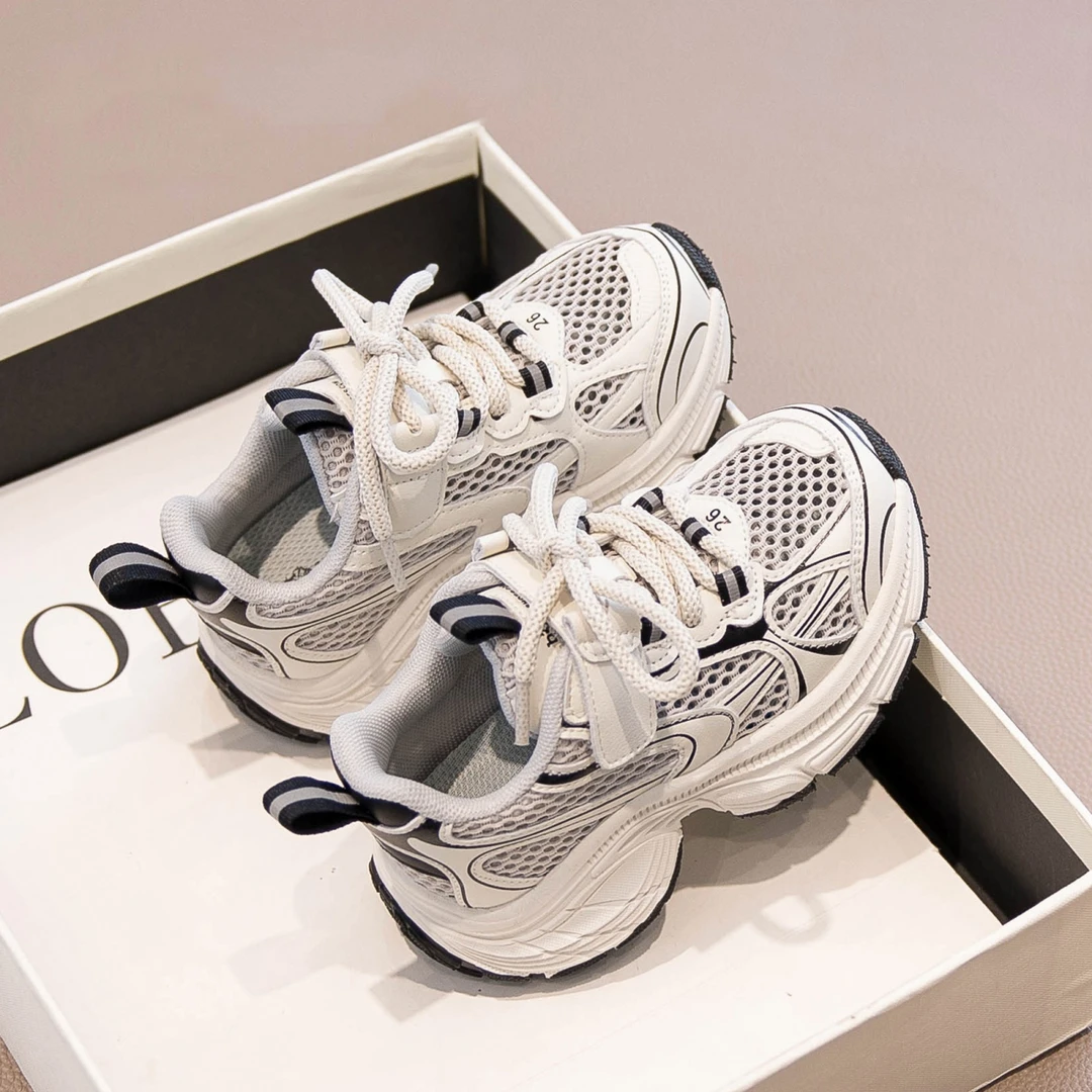 ABC儿童运动鞋女童网面老爹鞋2025春夏新款中大童轻便跑步男童鞋