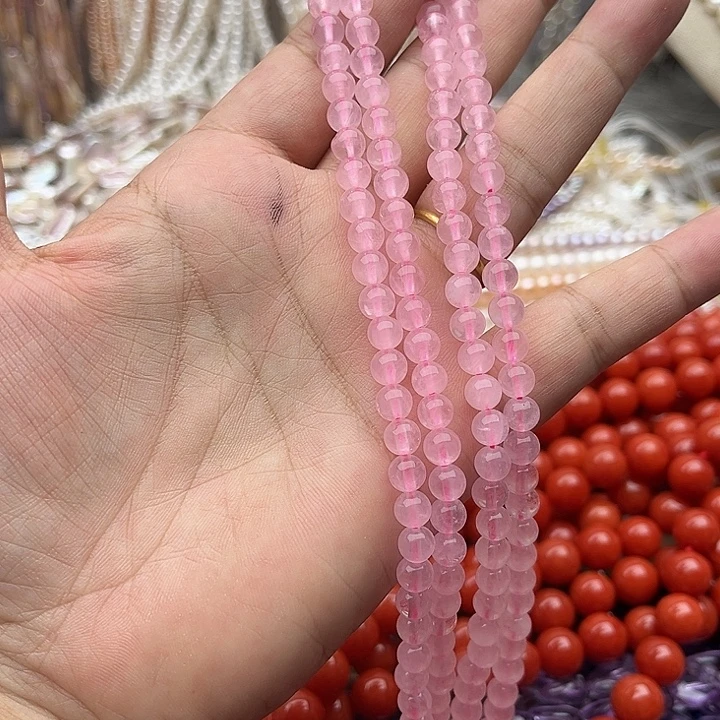 玛瑙/玉髓未镶嵌珠宝半成品一条6mm粉晶