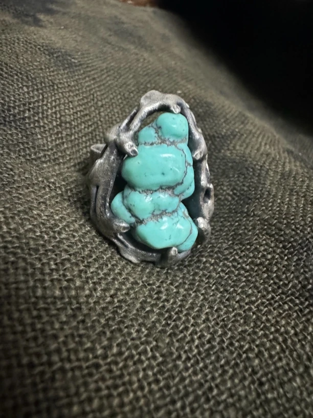 足银戒指 手工锤纹9999银（圈口活口可调）戒指