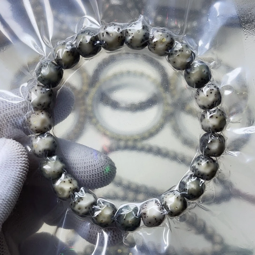 星月菩提手串10改无相全玉化绿包白