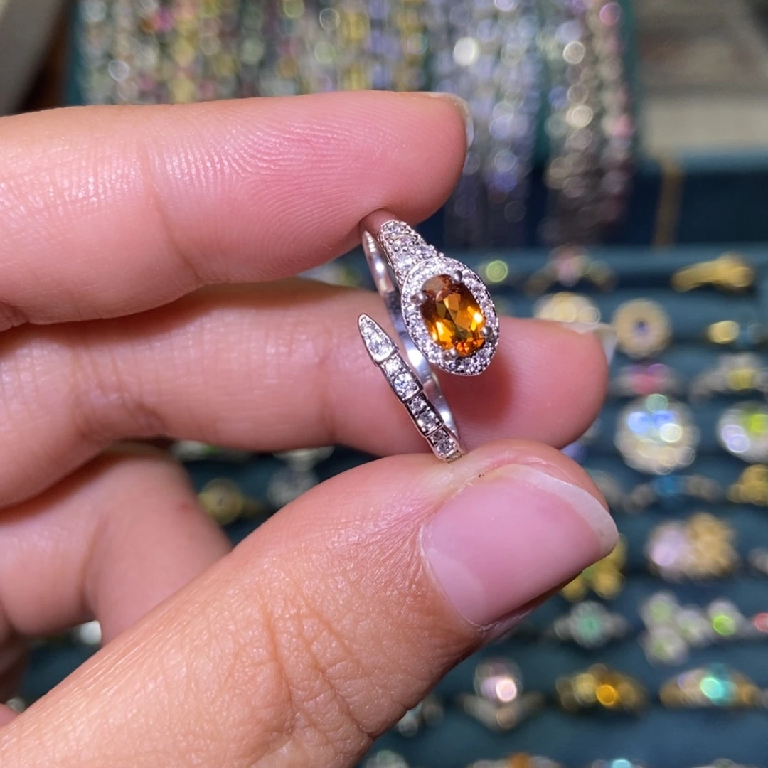 黄晶银S925镶嵌戒指