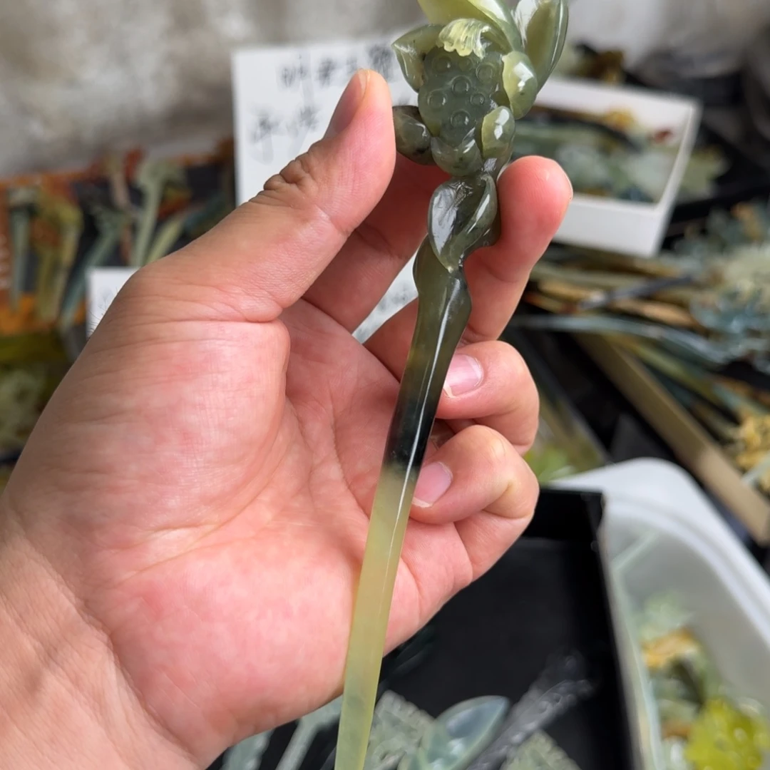岫玉未镶嵌发饰明君玉簪就是好看
